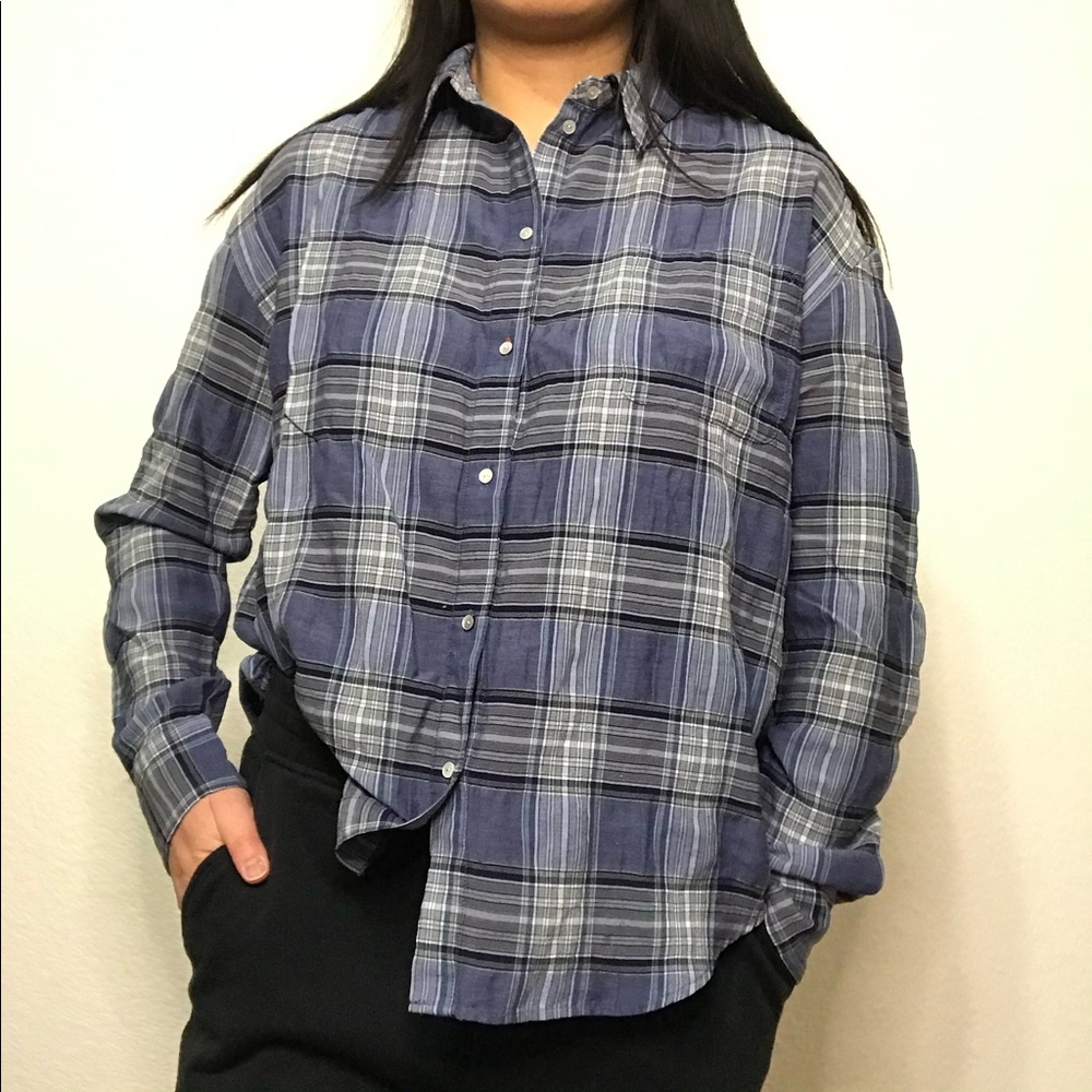Elizabeth and James - Classic Blue Plaid Button-Up